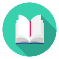 Open book, open book icon with bookmark on green background. Vector, cartoon illustration. Vector.